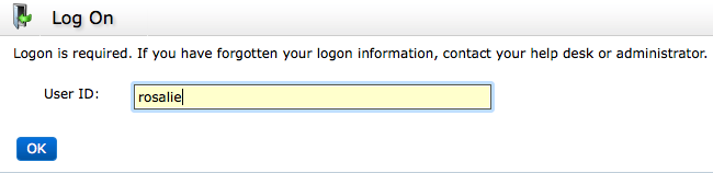 Authentication manager log on screen.